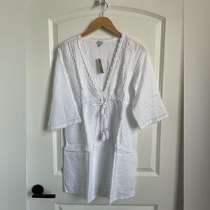 Jcrew White Scalloped V-Neck Beach Coverup